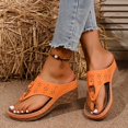 thumbnail image 5 of HNMKIU Womens Flip Flops Fashion Platform Slide Sandals with Upper Comfortable Toe Post for Summer Casual Comfy Slippers for Women Orange,9, 5 of 8