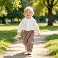 thumbnail image 5 of mgoYE Baby Boys 2Pcs Fall Clothes Button Shirt and Stripe Pants Set, 5 of 9