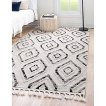 Rugs.com Cherokee Collection Rug – 5' x 8' Black And White High Rug Perfect For Bedrooms, Dining Rooms, Living Rooms