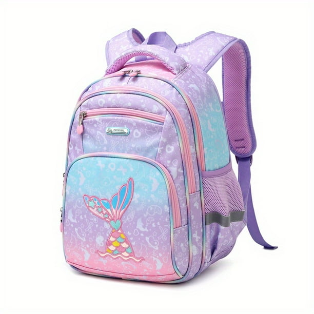 Children's Backpack Lightweight Cute Cartoon Student School Bag For Aged 6-12 Kids Preschool Elementary Backpack Astronaut Mermaid Pattern Large Capacity Backpacks