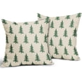 thumbnail image 2 of Christmas Tree Pillow Covers 18x18 Set of 2 Green Xmas Rustic Style Winter Print Decorative Outdoor Pillowcases Farmhouse Vintage Holiday Decorations Throw Cushion Case Decor for Couch Sofa Bed, 2 of 5