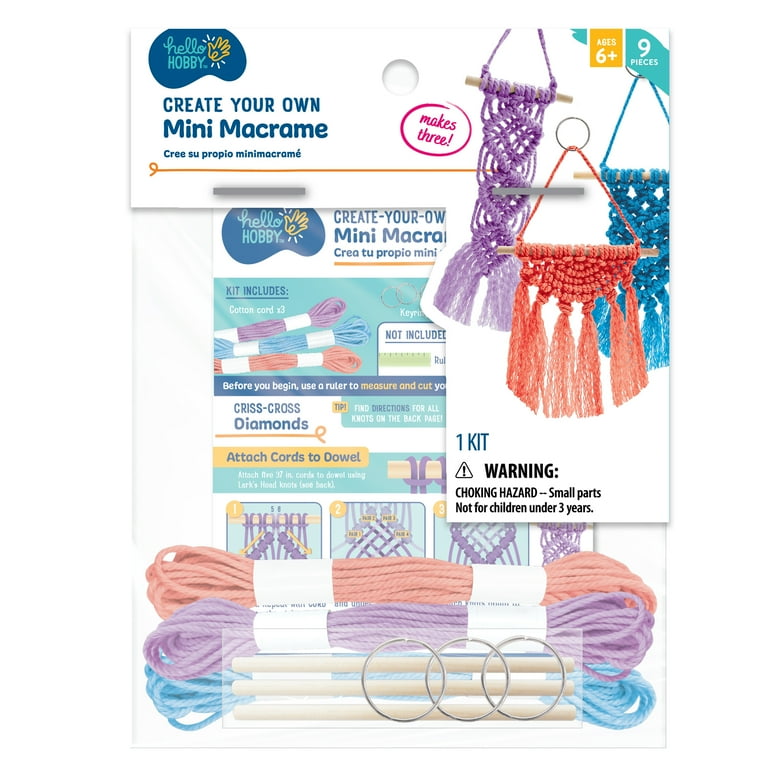 Hello Hobby Create Your Own Macrame Craft Kit, 3-Pack photo 2