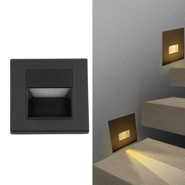 Recessed Step Light, Stair Lamp ABS And Acrylic 3000K Color Temperature  85-220V 1.5W For Stairs For Corners For Corridors Black 