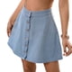 thumbnail image 1 of Mini Faldas de Vaquero para las Mujeres de Cintura Alta Botón Delantero A-Línea Falda Casual, Tela de Vaquero Suave Transpirable, Primavera Verano, 1 of 9