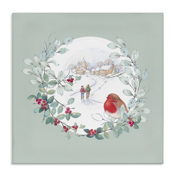 Stupell Industries Rustic Lodge Winter Scene with Border Canvas Art, 30 x 30, by Julie Clay