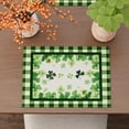 thumbnail image 2 of St. Patricks Day Green Plaid Four-Leaf Clovers Shamrocks Horseshoes Placemats Set of 4 Table Mats Table Decorations 12x18 Inch, 2 of 5