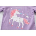 thumbnail image 3 of POPTEM Girls Pajamas Unicorn Graphic Short Sleeves Pjs 2-Pieces Sleepwear Sets Purple 7T, 3 of 7