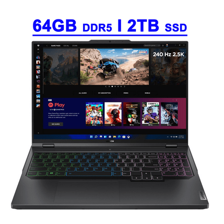 Lenovo Legion Pro 5 Premium Gaming Laptop 16" WQXGA 240Hz (500nits 100% sRGB HDR400) Intel 16-Core i7-13700HX 64GB DDR5 2TB SSD GeForce RTX 4060 8GB Graphic RGB Backlit Win11 Black