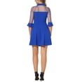 thumbnail image 3 of INSPIRE CHIC Women's Dress Mesh Sheer 3/4 Sleeves Keyhole A-Line Party Mini Dress S Royal Blue, 3 of 5