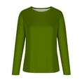 thumbnail image 4 of Dezsed Womens Long Sleeve Tops Crewneck Sweatshirts Casual Solid Color Tunic Tops Pullover Fall Savings Clearance! Green C S, 4 of 5