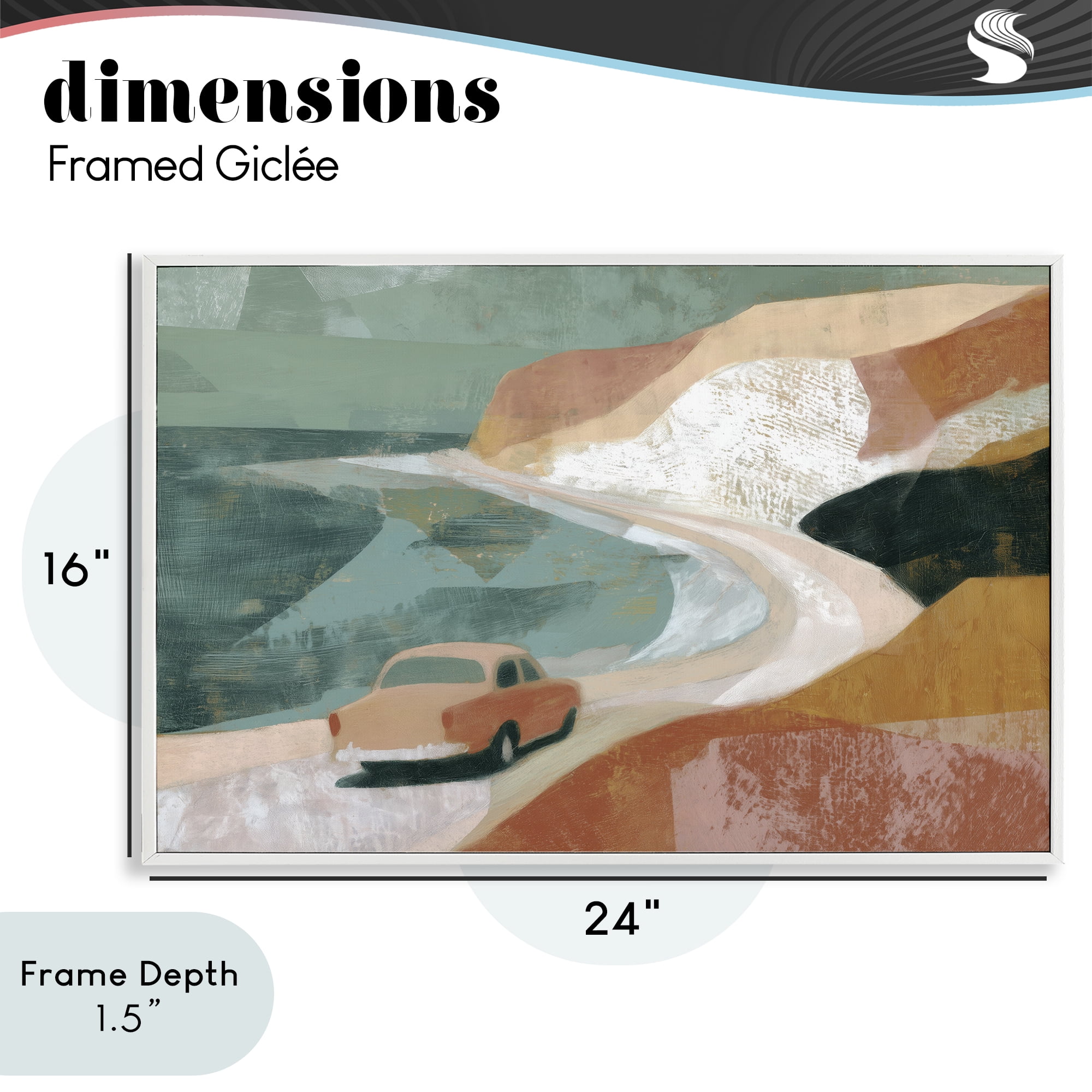 Stupell Industries Classic Car on Coastal Highway White Framed Giclee Art, design by Chromatic Storm Studio