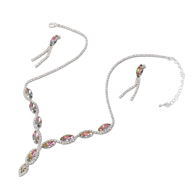 Conjunto De Joyería Nupcial Con Diamantes De Imitación, Collar Ligero Con Diamantes De Imitación, Pendientes Colgantes, Brillantes Para Mujeres Para Ceremonia