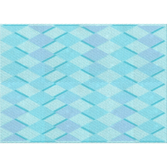 Ahgly Company Machine Washable Indoor Rectangle Transitional Blue Diamond Blue Area Rugs, 4' x 6'