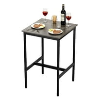 VEVOR Bar Table, Sturdy Metal Frame High Top Pub Table, Small Kitchen Dining, Cocktail Coffee Counter Bar Height Desk, Easy to Assemble, 24x24x36 in, for Living Room Party, Rustic Brown and Black