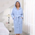 thumbnail image 4 of Soyumi Cozy Fleece Robes for Women - Long Plush Bathrobe Plus Size, Warm Winter Shawl Collar Home CloThes, Soft Sleepwear, House Coat and Loungewear, Sky Blue, 4 of 7