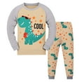 thumbnail image 2 of Boys Outfits Kids Fall Winter Cartoon Dinosaur Prints Tops Pants Pajamas Set Baby Boy Clothes Yellow, 2 of 4