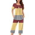 thumbnail image 2 of Teissuly Women Casual Round Neck Short Sleeve Blouse Fashion Pants Pajamas Suit, 2 of 5