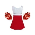 thumbnail image 4 of iiniim Kids Girls Shiny Cheerleading Outfits Sleeveless Tops Sports Shorts with PomPoms High School Party Costume, 4 of 7