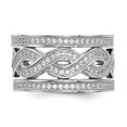 thumbnail image 3 of 925 Sterling Silver 214 Stone Cubic Zirconia Cz 3 Piece Ring Set Stackable, 3 of 8