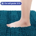 thumbnail image 3 of HAKUNA Striped Teal Blue Bathroom Rug Set 3 Pieces Ultra Soft, Non Slip Chenille Toilet Mat, Absorbent Plush Shaggy Bath Mats for Bathroom, Bedroom, Kitchen, 3 of 7
