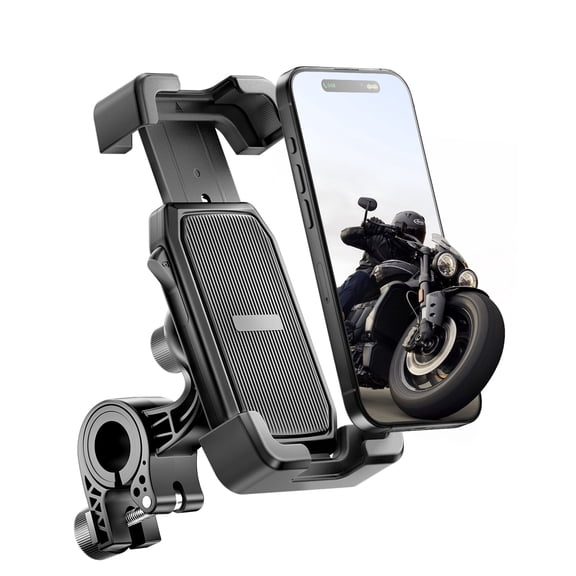 Delobon Motorcycle Phone Mount with Safety Lock, One-Hand Operation Bike Phone Holder for Electric Scooter ATV Bicycle Handlebar, for iPhone Samsung 4.7–7.0 in Smartphones