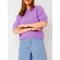thumbnail image 2 of Gupgi Women Knitted Crop Cardigan Solid Color Sweater Short Sleeve Button Down Ribbed Knit Outwear, 2 of 7