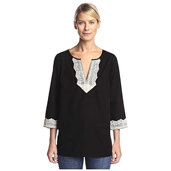 Nydj Women'S Fit Solution Tunic Shirt Blouse Black Small