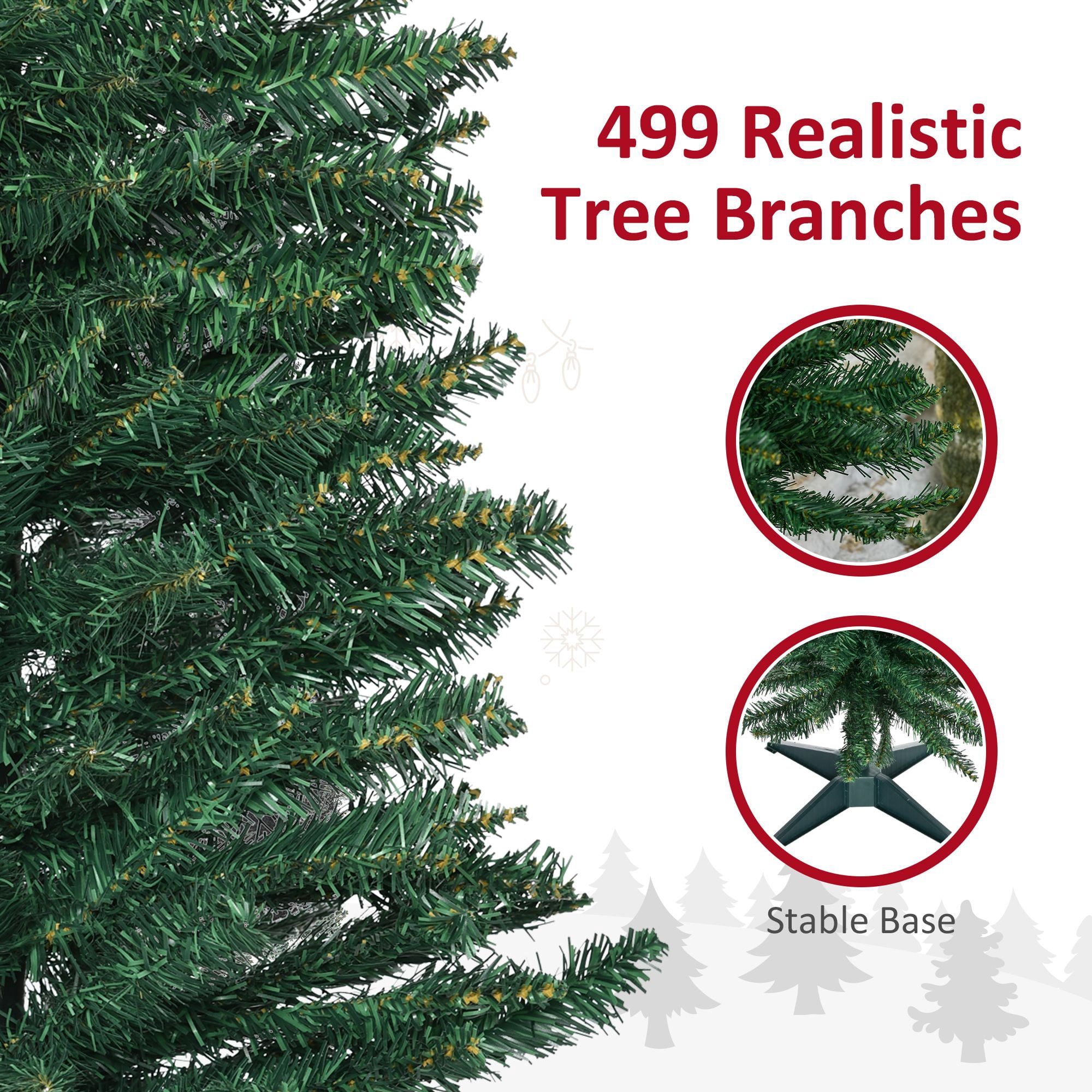 7 ft Artificial Pencil Christmas Tree, Slim Unlit Xmas Tree with 499 Branch Tips and Plastic Stand for Small Spaces and Apartments