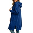 thumbnail image 5 of Perfectbot Women's Maxi Hooded Sweatshirt Coat, Oversized Side Slits Full Zip Jacket Fall Casual Outerwear, 5 of 6
