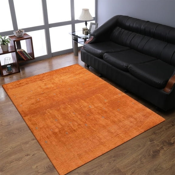 Rugsotic Carpets Handmade Rugs Hand Knotted Loom Rectangle 3'x5' Orange Wool for Indoor Use