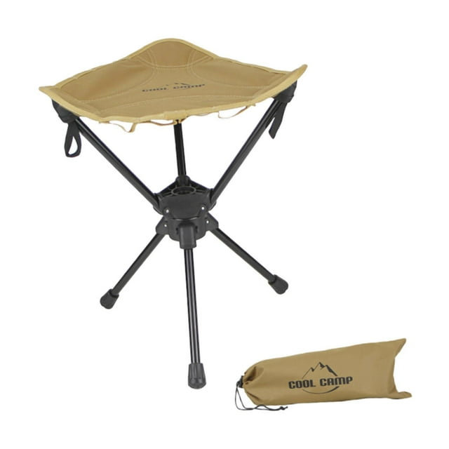 Taburete plegable para acampar, silla giratoria con trípode para jardín y senderismo. Caqui