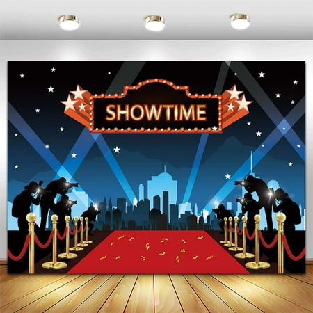 Image of Show Time Red Carpet Photography Backdrop for Movie Star Themed Pajamas Party Photo Background Ceremony Party Photo Booth Props Banner