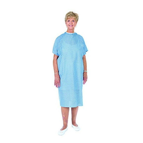 Essential Medical Supply Universal Fit Reusable Patient Gown with Ties, Fashion Print on White Background