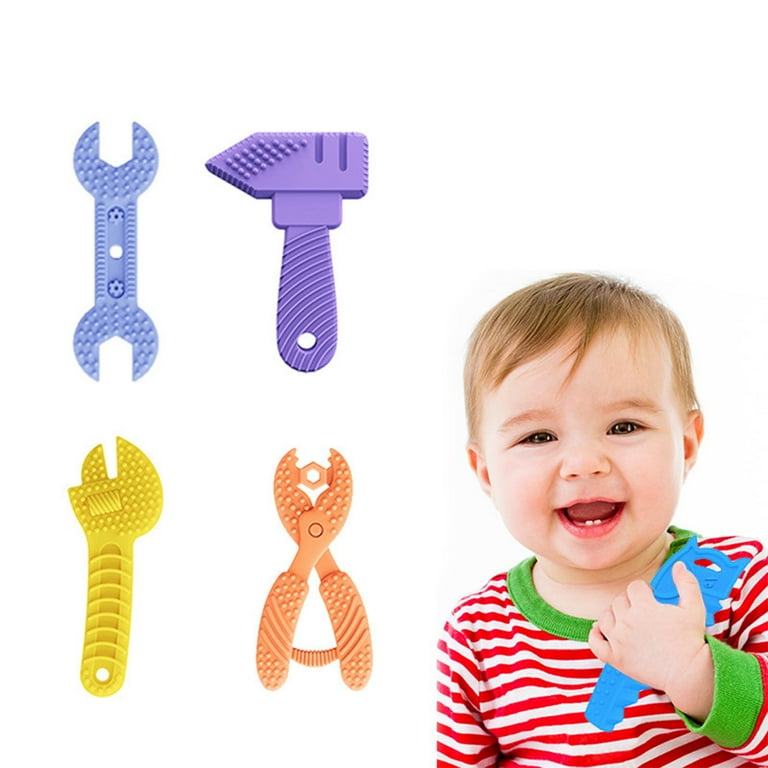  8 PC Baby Teething Toys, Teethers Set for 0-6, 3-6 Months & 6-12  Months, Baby Essentials, Infant Toys, Baby Chew Toys Set, Food Grade  Silicone, Hammer Wrench Spanner Pliers Fruit