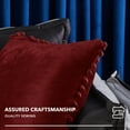 thumbnail image 5 of Deconovo Square Velvet Throw Pillow Covers Pom Poms Decorative Pillowcase for Couch Bedroom Car Pack of 2 16 x 16 inch Wine Red, 5 of 7