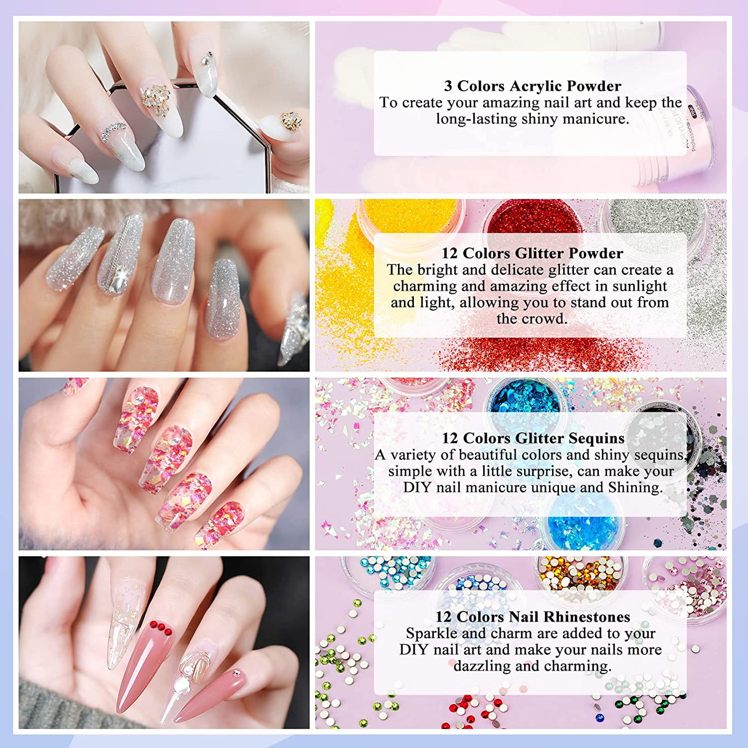 Morovan Acrylic Nail Kit Glitter Acrylic Powders Monomer Liquid