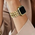 thumbnail image 2 of Dwitch iWatch Bands for Women Compatible with Apple Watch Band 38mm 40mm 41mm Adjustable Metal Band Cowboy Steel Chain Bracelet for iWatch Series 9/8/7/6/5/4/3/2/1/SE,Gold, 2 of 7