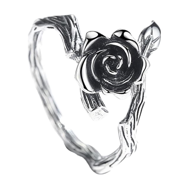 Anillo retro y rosa antiguo Diseño temperamental Anillo viento frío Joyería de moda Anillo versátil y temperamental Ajustable y abierto Anillo de tendencia 1 unidad