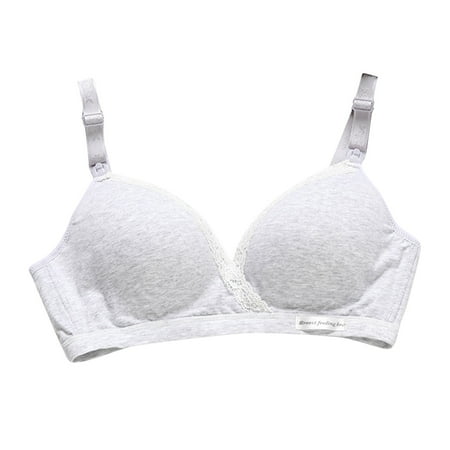 Clearance!Uooqdmx Bras for Women Nursing Bras Comfortable and Convenient All Cotton Breast Feeding Bra without Bralettes for Women Gray M