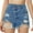Blue, variant on Womens Mid-High Waisted Ripped Denim Shorts Cut Off Jean Shorts Stretchy Distressed Shorts with Pockets (Blue)