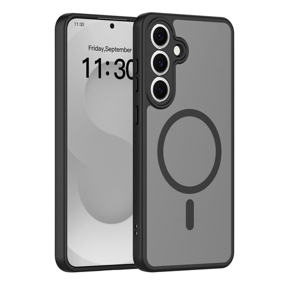 for Samsung Galaxy S26 Plus Case Compatible with MagSafe, Ultra Slim Anti-Fingerprint TPU PC Material Hybrid Shockproof Back Cover, Lightweight Anti-Scratch Drop Protective Phone Case - Black
