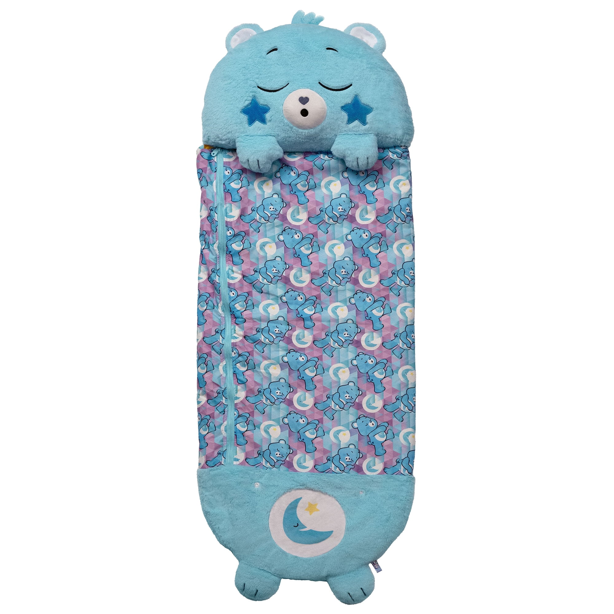 Happy Nappers: Care Bears Sleep Sack Large - Bedtime Bear - 66 x 30", 2-In-1: Plush Character Opens Into Sleeping Bag, Soft Nap & Play Animal, Kids 7+