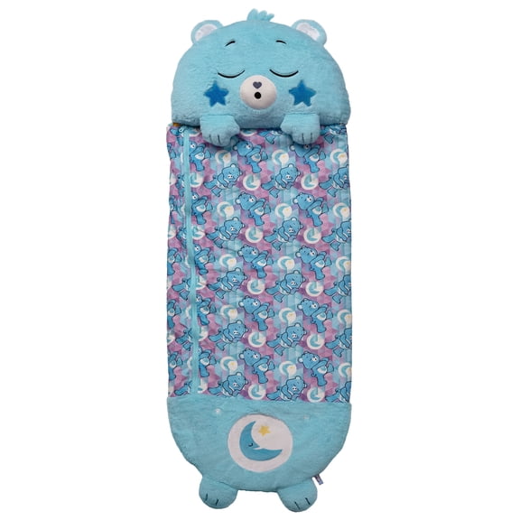 Happy Nappers: Care Bears Sleep Sack Large - Bedtime Bear - 66 x 30", 2-In-1: Plush Character Opens Into Sleeping Bag, Soft Nap & Play Animal, Kids 7