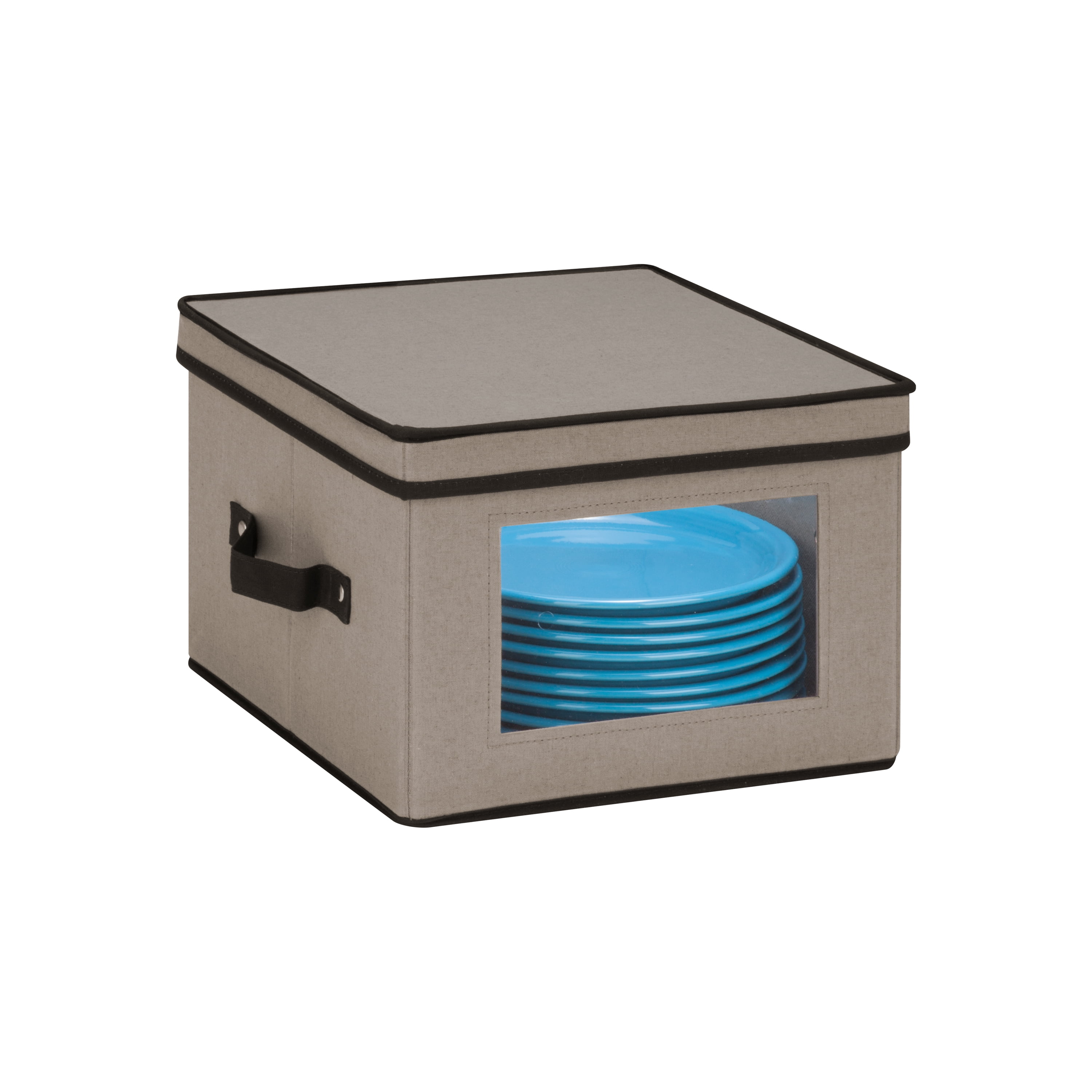 Mainstays Medium Square Canvas Storage Box with Lid and Window, Gray