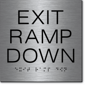 Exit Ramp Down Sign-Steel / Black (4 Units)