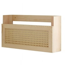 Wooden Magazine Wall Rack with Rattan File Holder Hanging Bookcase Mail Organizer for Living Office