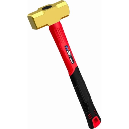 &2-pound brass hammer, non-sparking, comfortable fiberglass handle, 2-pound weight, non-magnetic, corrosion-resistant