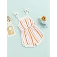 thumbnail image 3 of Cenuakty Baby Girl's Romper, Flower/Stripe Pattern Sleeveless Tie-Up Shoulder Strap Infant Toddler Girl Sling Playsuit, 3 of 8