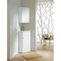 Fine Fixtures - Corner Bathroom Vanity And Sink , And Medicine Cabinet White - Englewood Collection