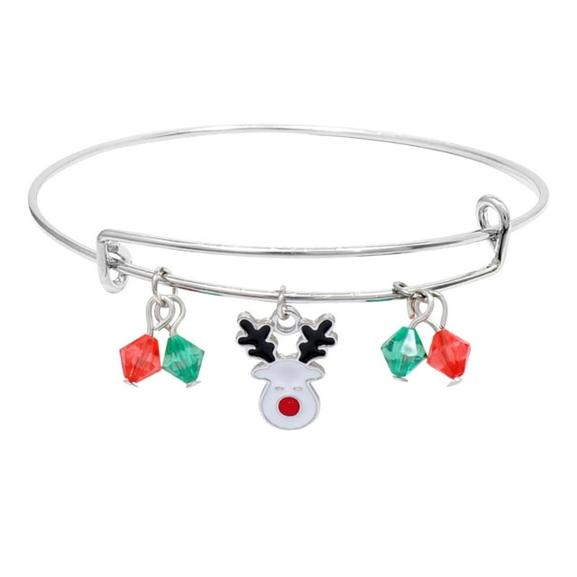 Fiudx Pulsera Navideña de Aleación con Diseño de Árbol de Navidad, Joya Llamativa, Colgante de Aceite Único, Regalo para Fiesta, Compromiso, Accesorio Ideal para Mujer.